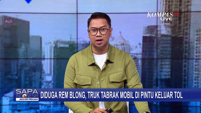 Diduga Rem Blong, Truk Barang Tabrak Mobil di Exit Tol Tanjung Mulia