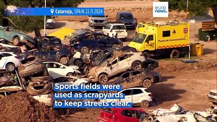 Massive car graveyard in Catarroja shows scale of Spain's devastating flooding