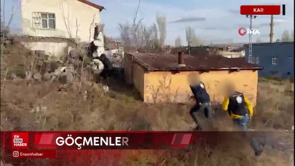 Kars’ta düzensiz göçmenler kaçtı, polis kovaladı