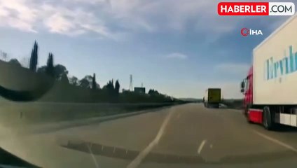 Bursa İzmir Otobanı'nda Ters Yönde Hızla Giden Araç Kazayı Kıl Payı Önledi