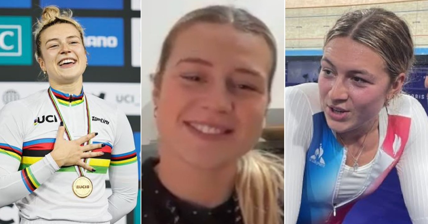 Cyclisme - UCI Track Champions League 2024 - Les Français Mathilde Gros, Rayan Helal, Oscar Nilsson-Julien et Clément Petit en conférence de presse avant la Ligue des Champions sur piste ce samedi