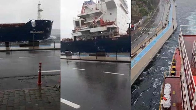 Beykoz'da sürüklenen gemi kıyıya çarpmaktan son anda kurtuldu