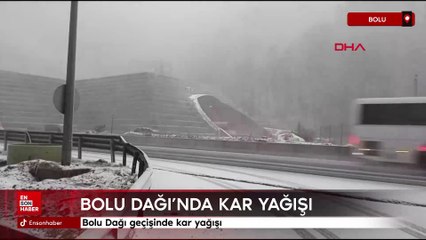 Bolu Dağı geçişinde kar yağışı