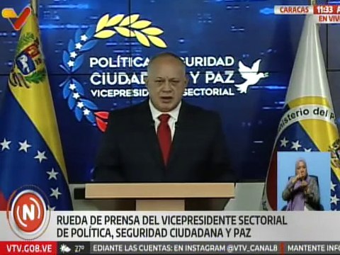 Vpdte. Sec. Cabello: Descubrimos una nueva operación de desestabilización al país originado en Zulia