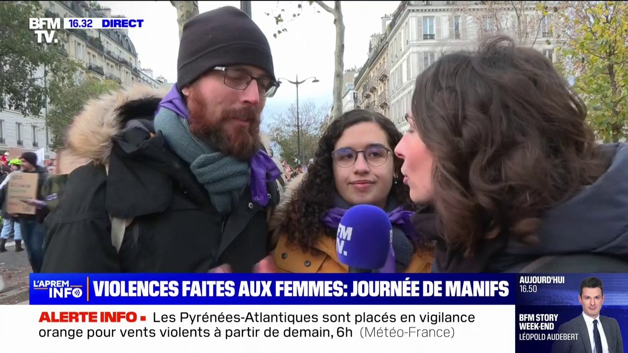 Marche contre les violences faites aux femmes: "C'est une cause qui doit toucher tous les genres", selon ce manifestant