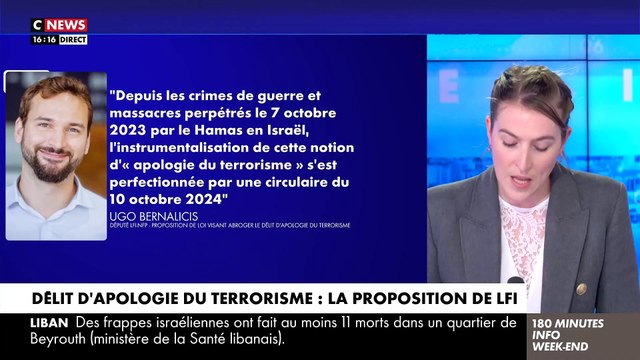 Colère après la découverte d'un projet de loi visant à abroger le délit d’apologie du terrorisme, déposée par la France Insoumise