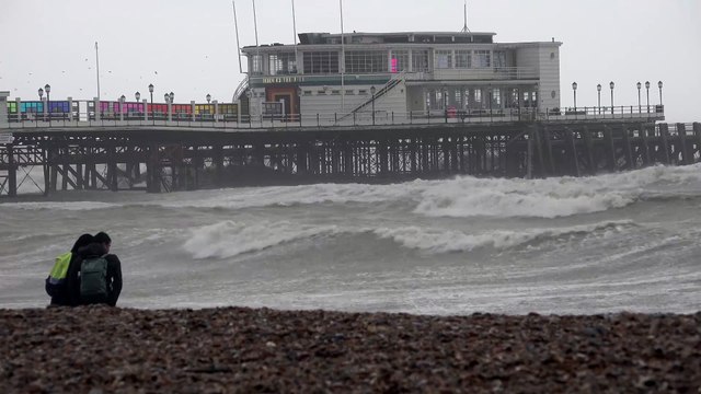 Storm Bert: Video shows waves at Worthing Pier