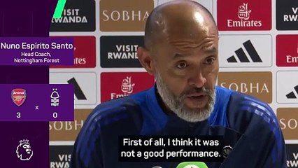 'We should be worried' - Nuno not happy with Forest performance in Arsenal defeat