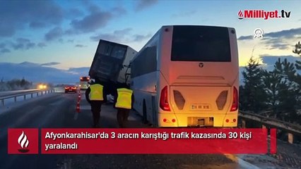 Yolcu otobüsünün de karıştığı kazada 30 kişi yaralandı
