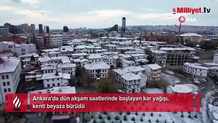 Ankara'daki beyaz örtü havadan görüntülendi