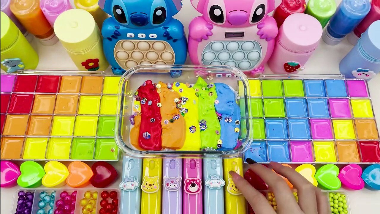 Playing Pop it and Slime ASMR _ Pop it Pink & Sapphire Stitch vs Slime Mixing Random