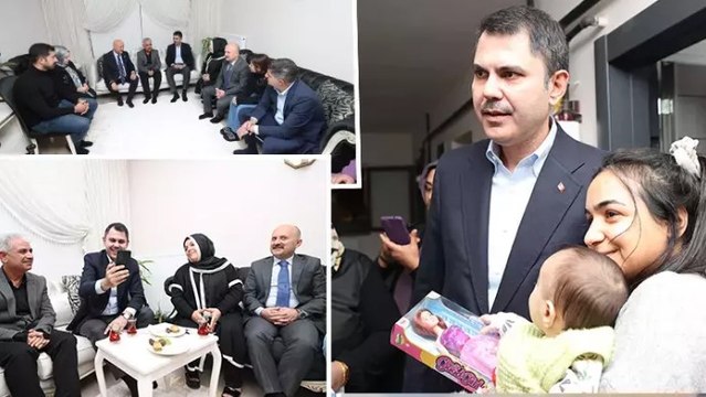 Bakan Kurum, Adıyaman’da depremzede öğretmenin yeni evine misafir oldu