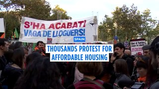 Tens of thousands protest high rents in Barcelona