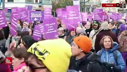 Fransa'da binlerce kişi “kadına yönelik şiddete karşı” yürüdü
