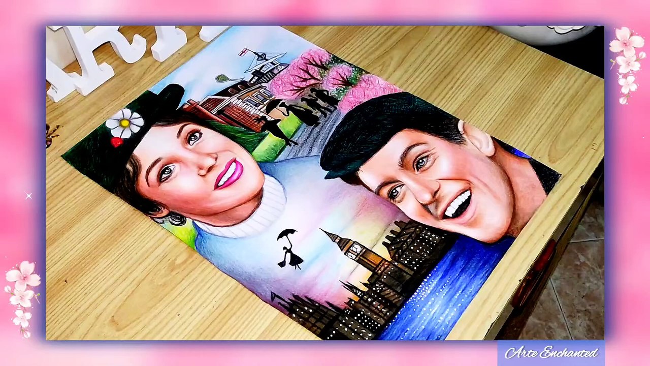Mary Poppins - Disney Drawing Portrait Original Design HD ☂️💖