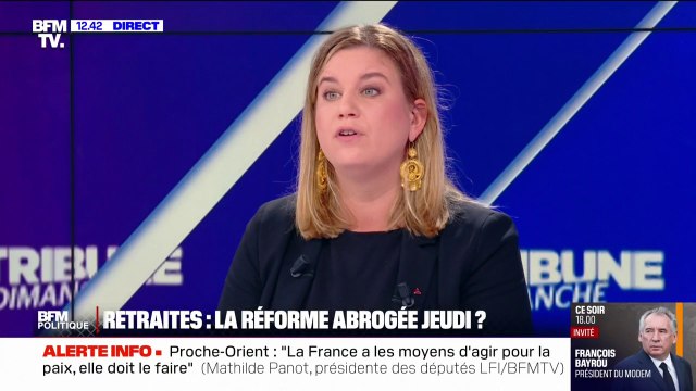 Nous allons gagner jeudi prochain : Mathilde Panot (LFI), assure que la réforme des retraites à 64 ans sera abrogée