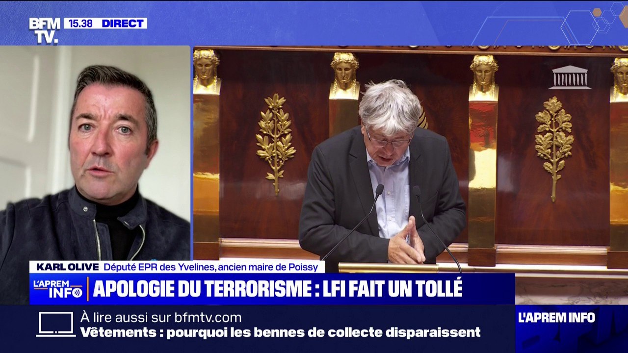 Projet d'abrogation du délit d'apologie du terrorisme porté par LFI: "Une énormité de proposition de loi", réagit Karl Olive (EPR)