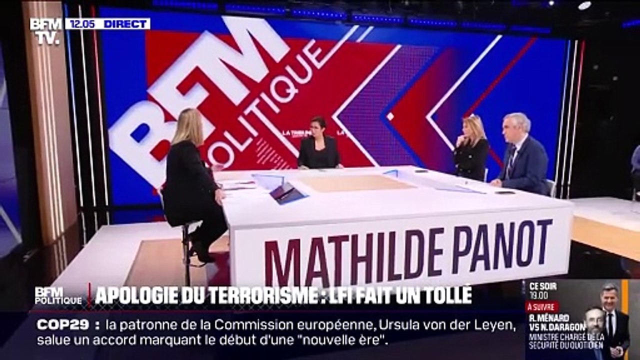 La LFI Mathilde Panot accuse, sur BFM TV, "l'extrême droite" et le site "Frontières" d’avoir créé la polémique sur le délit d’apologie du terrorisme...