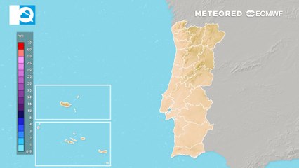Eis a previsão de chuva acumulada no início da última semana de novembro em Portugal