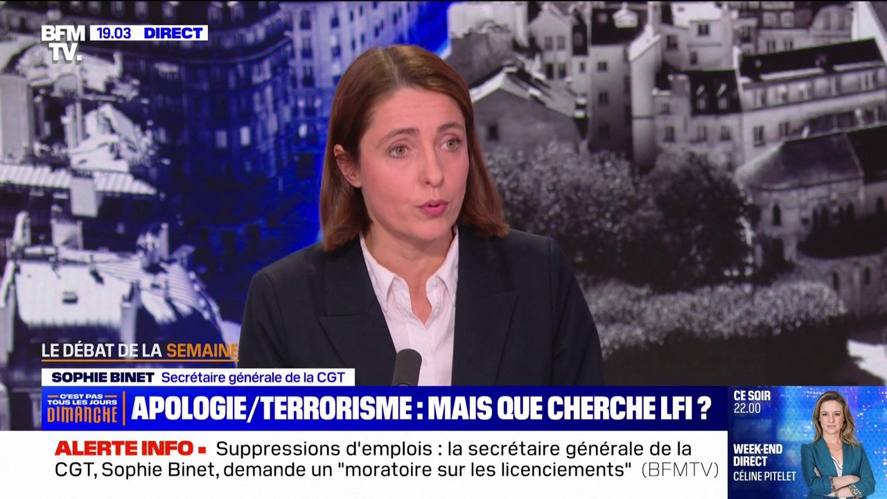 Projet LFI d'abrogation du délit d'apologie du terrorisme: "Je confirme qu'il y a un usage abusif de cette notion", réagit Sophie Binet (CGT)