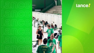 Leila Pereira e Savério Orlandi durante eleição do Palmeiras