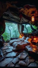 Meets Nature's Fury in a Cozy Cave-Like Suite,