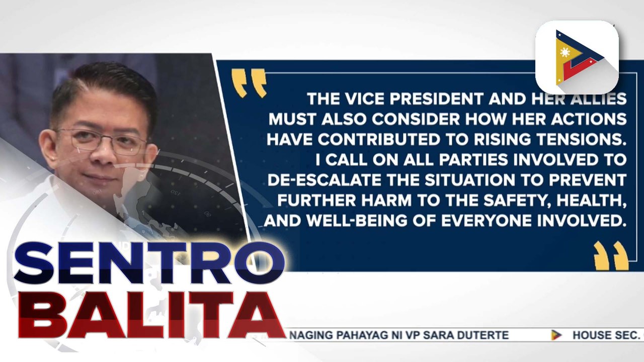 Pagpapahupa sa sitwasyon matapos ang mga naging pahayag ni VP Sara Duterte, ipinanawagan ni Senate Pres. Escudero