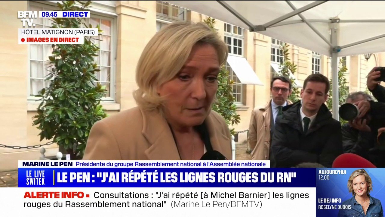 Marine Le Pen assure que Michel Barnier "a défendu son budget" et n'exclut pas de le censurer