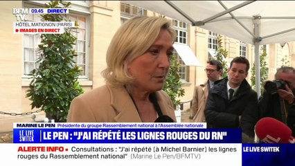 Proportionnelle: Michel Barnier n'est "pas opposé à y réfléchir", assure Marine Le Pen après son entretien avec le Premier ministre