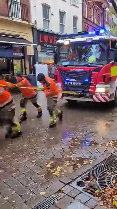 Fire crews in fundraising truck pull through centre of Doncaster