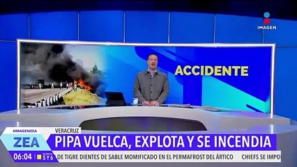 Pipa explota y se incendia tras volcarse en la autopista Xalapa-Perote