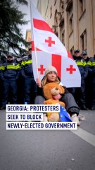 Georgia opposition parties and protesters seek to block newly-elected government