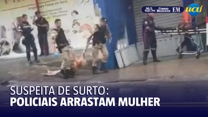Policiais levam mulher à força para ambulância no bairro Tupi, em BH