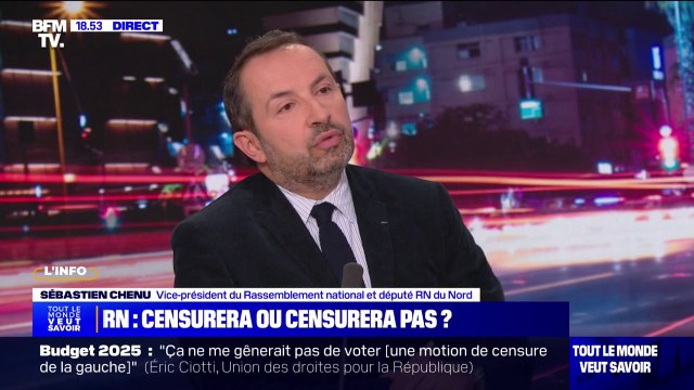 Budget: J'espère que Michel Barnier va réagir après ce rendez-vous avec Marine Le Pen , indique Sébastien Chenu (RN)