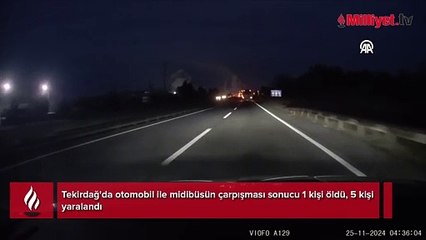 Tekirdağ'da feci kaza! Otomobil ile midibüs çarpıştı: 1 ölü, 5 yaralı