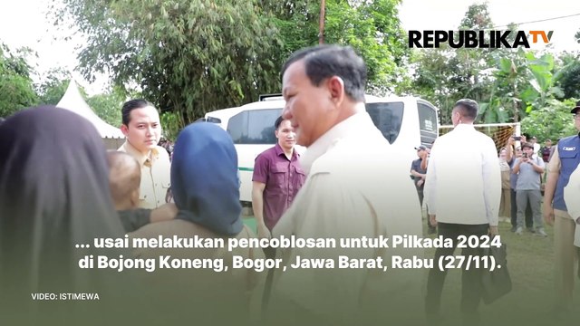 Momen Prabowo Subianto Sapa Warga Usai Nyoblos di Pilkada Jabar