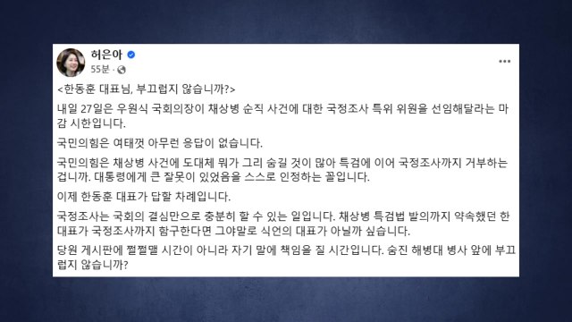 허은아 한동훈, 채 상병 국조 특위 구성 답해야 / YTN