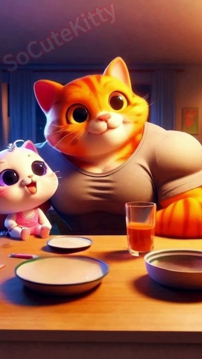 A Father's Love! The Orange Cat Battles the Spider Monster to Save His Daughter! #socutekitty #aicats