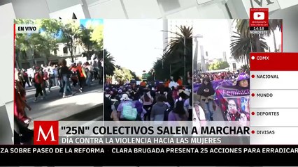 Contingentes salen a marchar por el 25N en la Ciudad de México