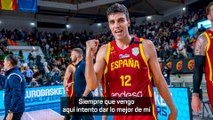 Yusta, Barreiro y Alocén tras lograr el pase al Eurobasket 2025: 