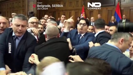 Fistfights in Serbia's parliament over deadly rail station roof collapse
