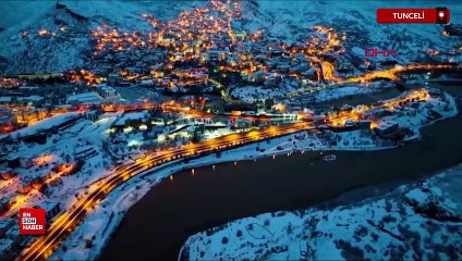 Tunceli'de kar güzelliği dronla görüntülendi