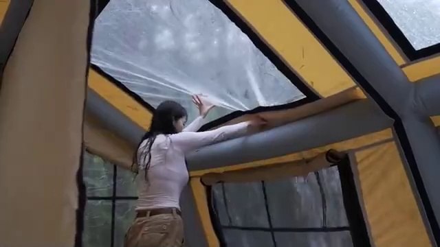 CAMPING IN HEAVY RAIN WITH A 3-ROOM INFLATABLE TENT Tent