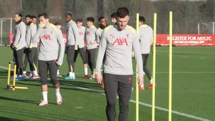 Liverpool training ahead of the champions league visit of Real Madrid