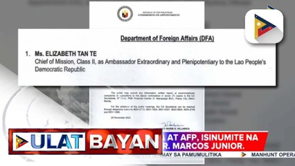 Nominasyon mula DFA at AFP, isinumite na ni PBBM sa C.A.