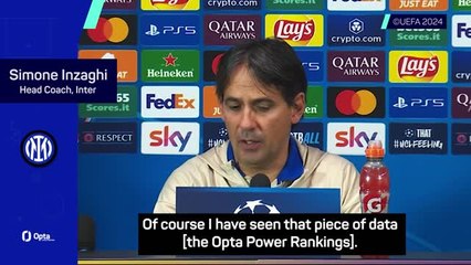 Inter replace Man City at top of Opta rankings