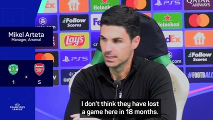 Arteta 'very pleased' after Arsenal thrash Sporting in UCL