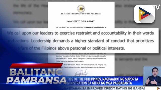 League of Municipalities of the Philippines, nagpaabot ng suporta sa Marcos Jr. administration sa gitna ng mga pagbabanta