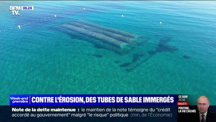 Pour lutter contre l'érosion, le golfe de Saint-Tropez installe des tubes de sable immergés pour casser la force de la houle