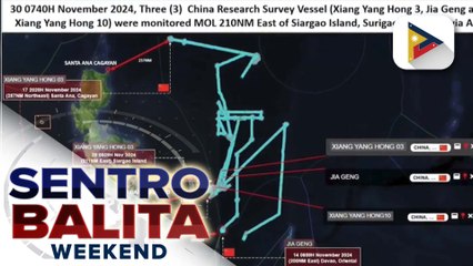 Tatlong maritime scientific research vessel ng China, namataang umiikot sa silangang bahagi ng Pilipinas